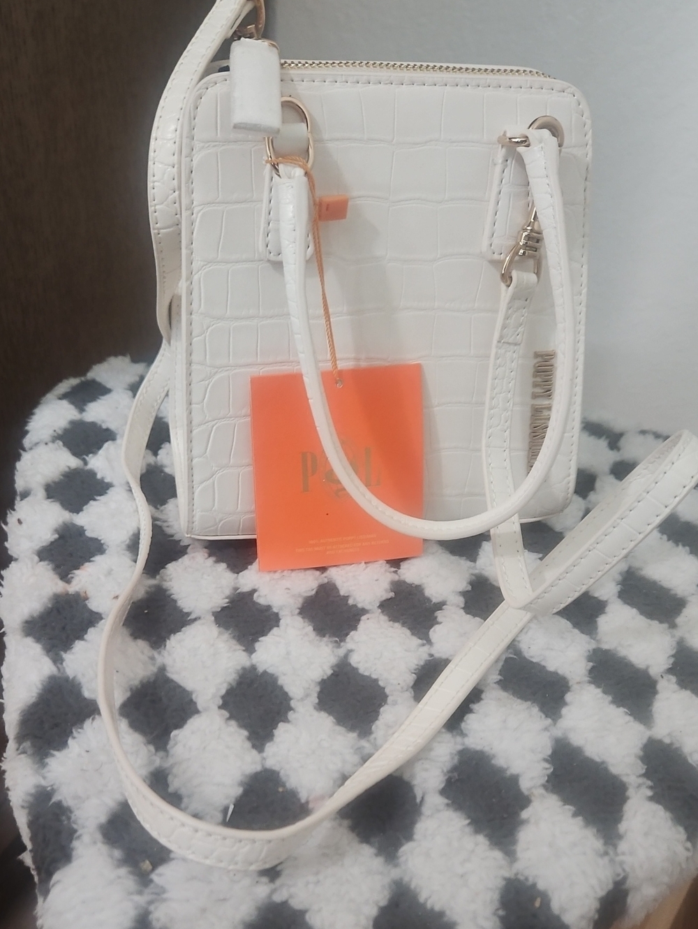 POPPY LISSIMAN White Croc-Texture Crossbody Bag